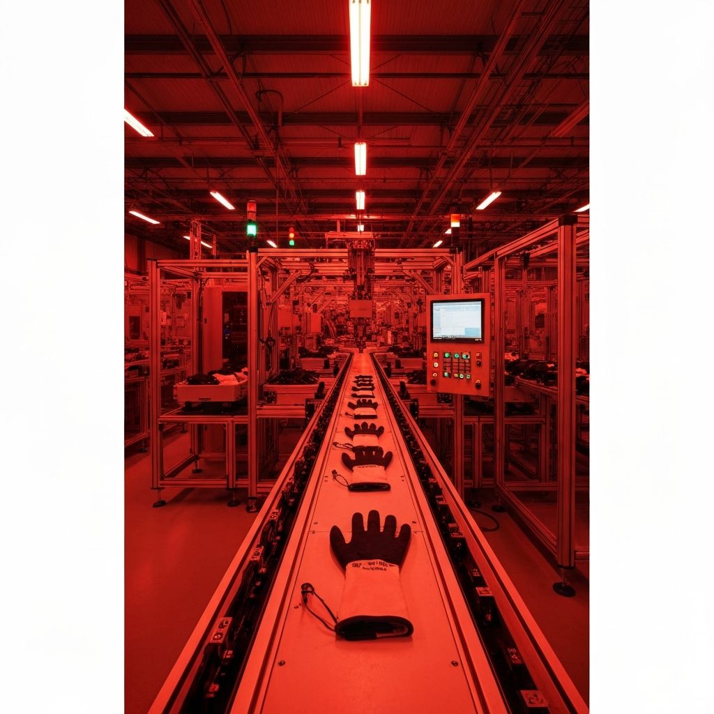 Aviation manufacturing assembly line with haptic gloves