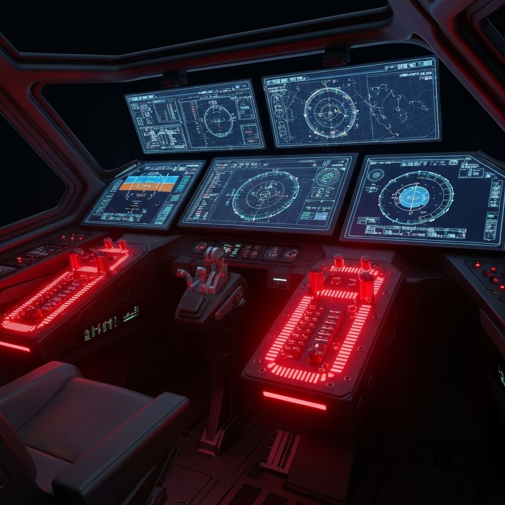 Futuristic cockpit with advanced haptic control system