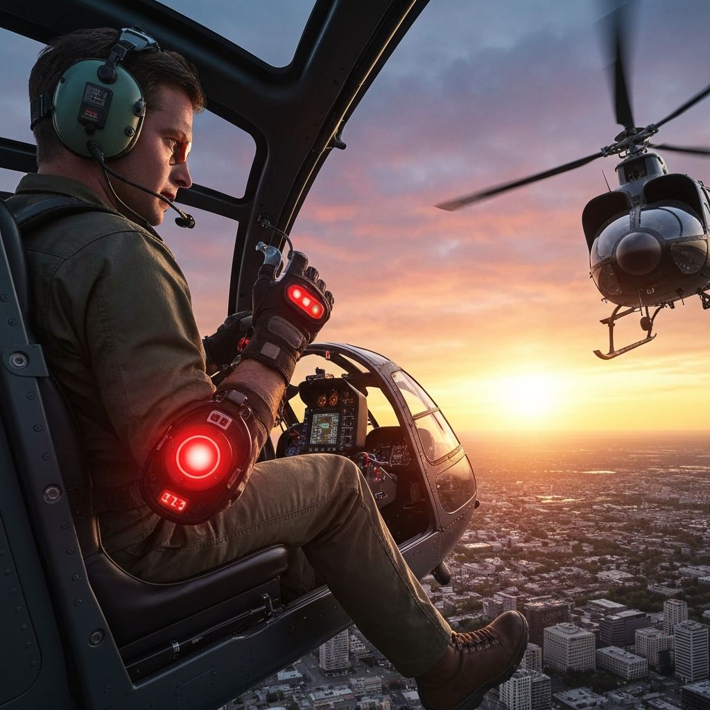 Helicopter pilot with haptic glove controls